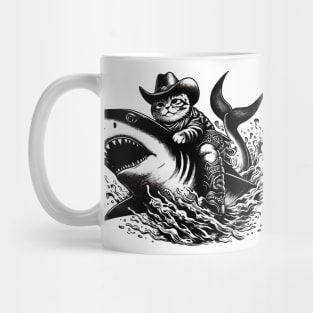 Meowdy Texas Cowboy Rodeo Cat Ride On Shark Mug